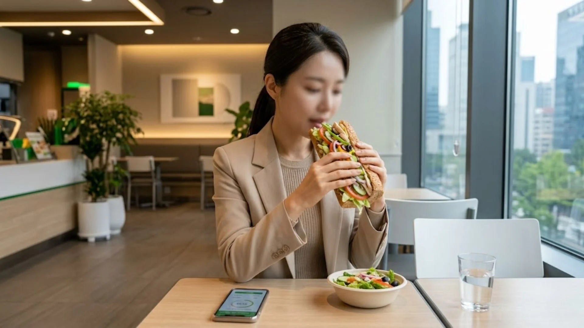 기초대사량계산기 기준에 맞춰 선택한 야채 듬뿍 건강한 서브웨이 다이어트 점심