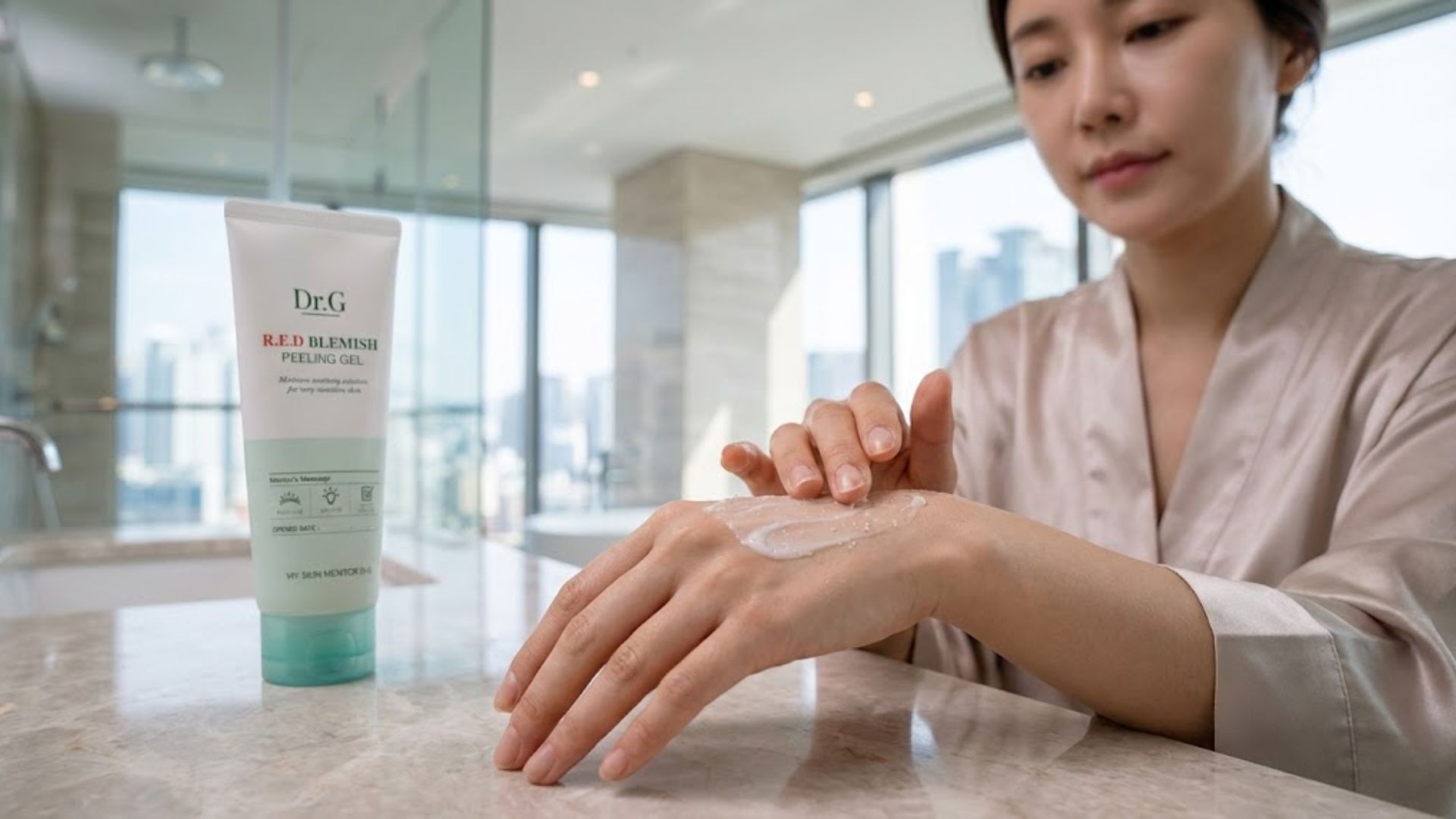 닥터지 필링젤의 촉촉한 수분 텍스처와 부드럽게 밀려 나오는 고마쥬 제형