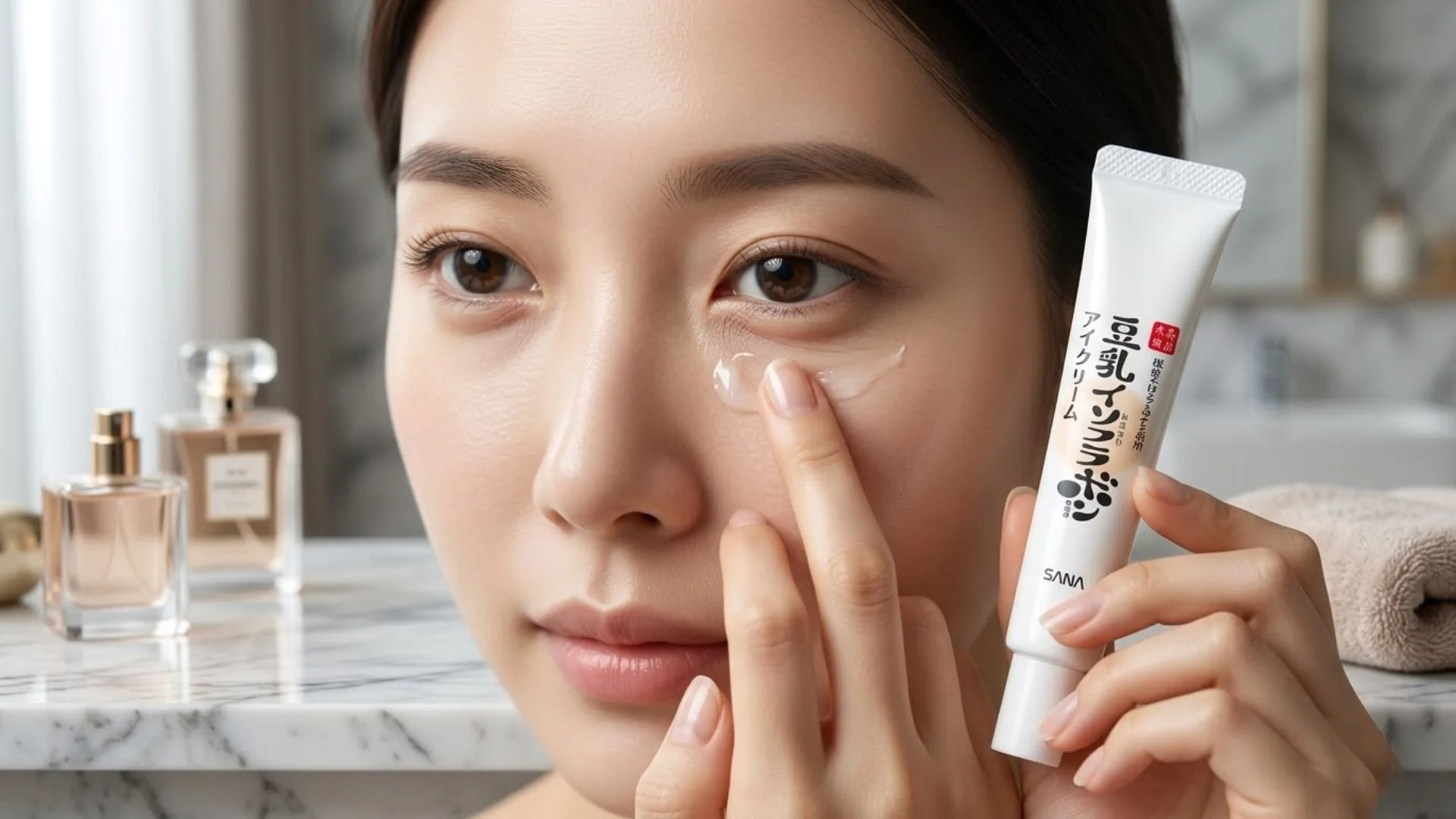 퀭한 눈가를 위한 가성비 일본 아이크림의 쫀쫀한 텍스처와 가벼운 수분 텍스처 비교 모습