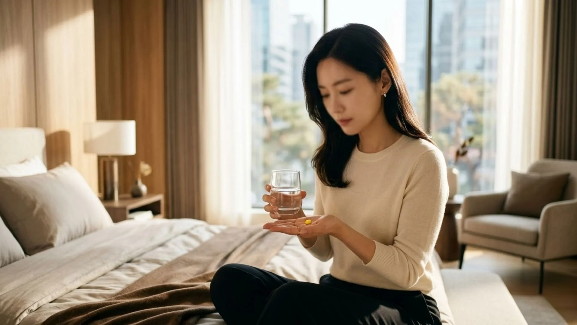 췌장염 등 마운자로 부작용을 예방하기 위해 약과 함께 영양제를 챙기는 모습