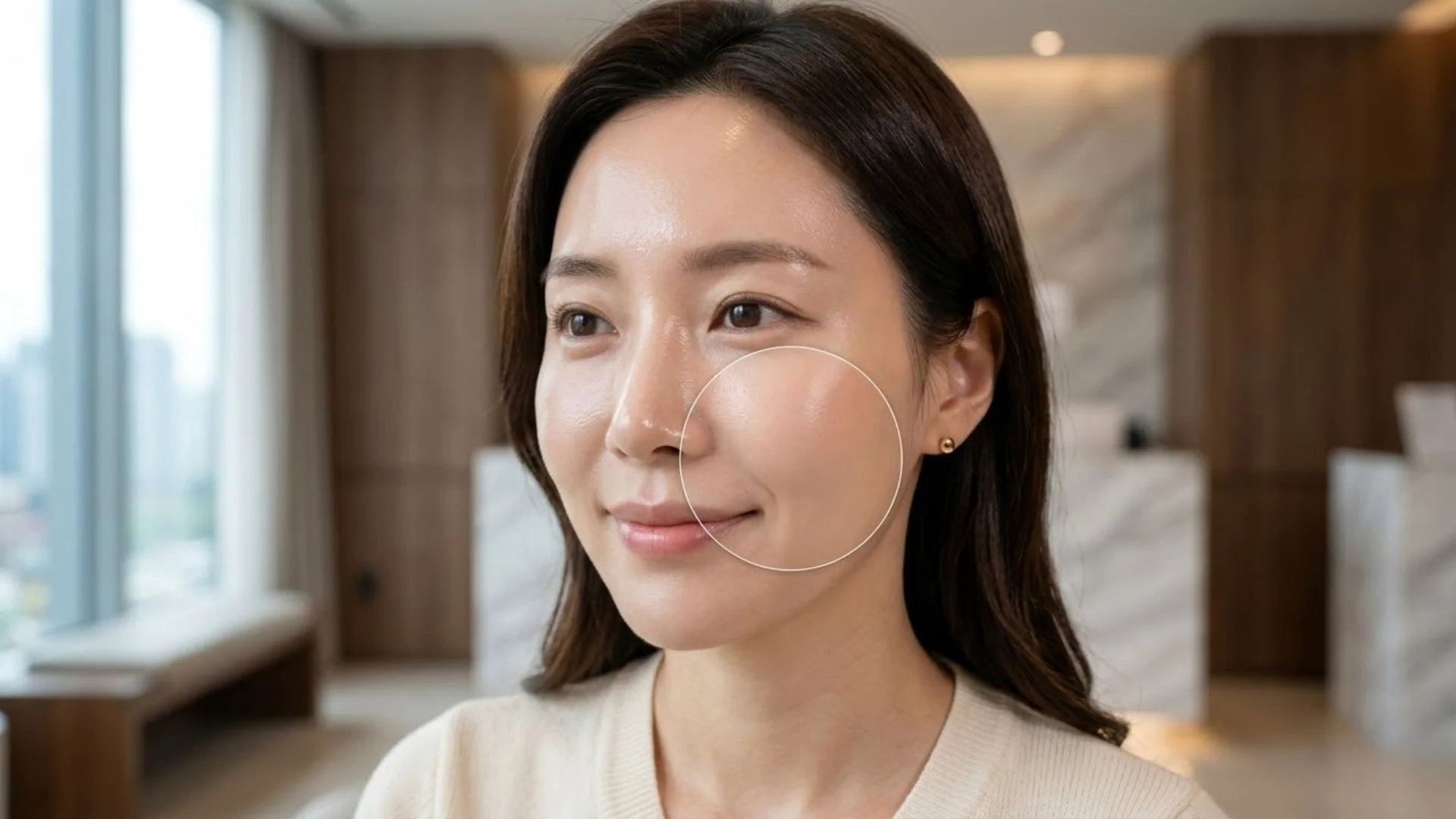 결절 부작용 없이 자연스러운 쥬베룩 볼륨 효과로 앞볼과 팔자주름이 채워진 모습