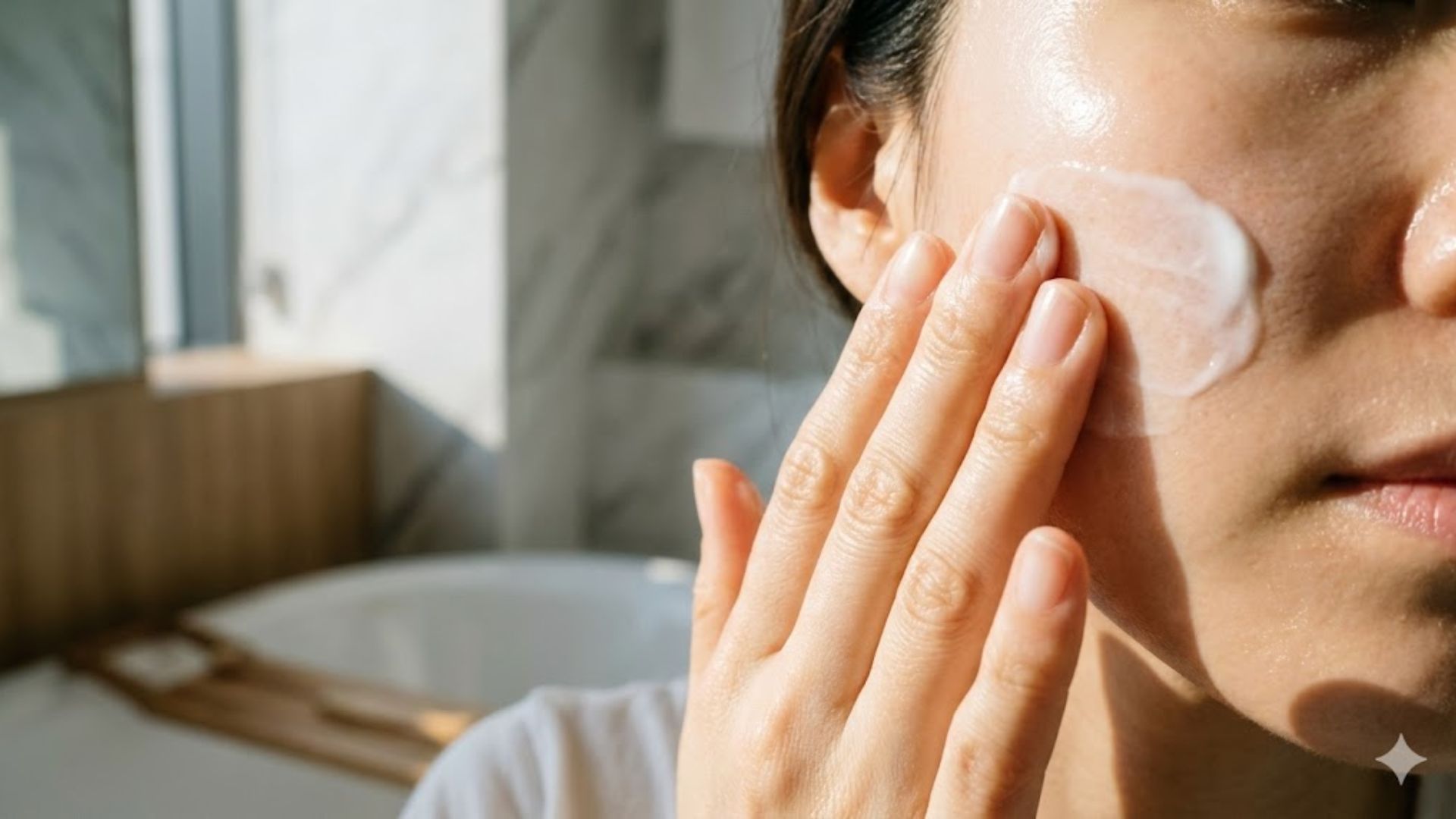 투명하게 흡수되어 메이크업 전에도 사용 가능한 페어아크네 크림 제형