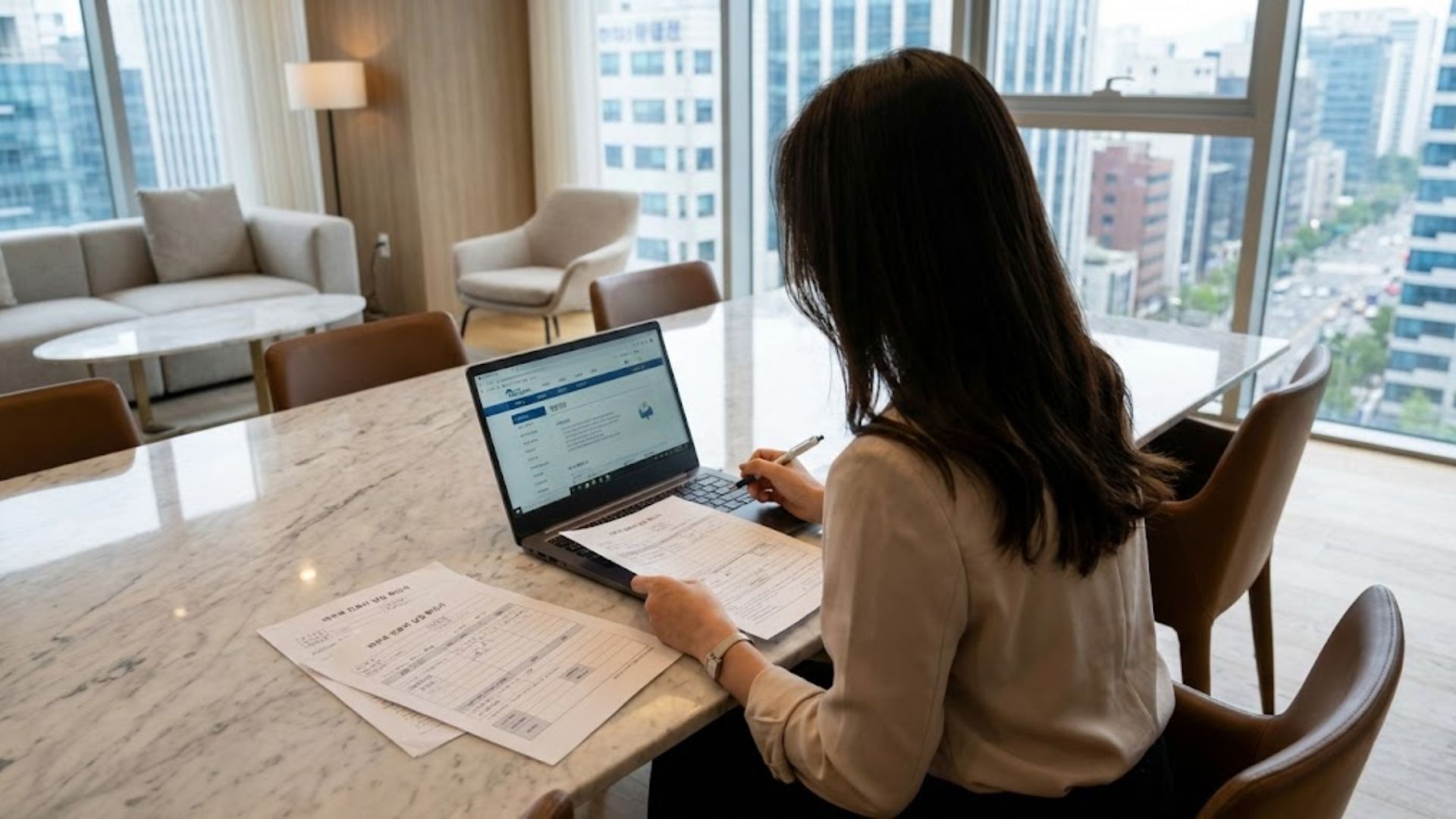 피부과 미용 시술과 치료 목적 진료의 연말정산 공제 여부를 체크하는 모습