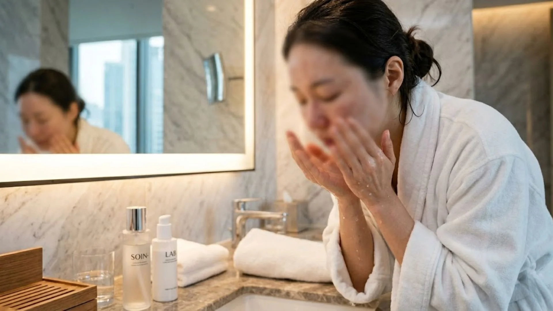 자극 없이 거품으로 살살 씻어 딱지를 보호하는 프락셀후세안 방법